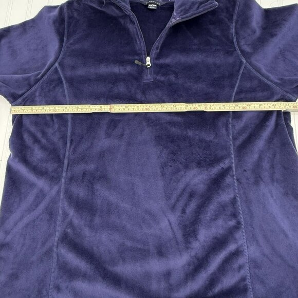 Ladies Lands' End Blue Fleece 1/4 Zip Mock Neck Pullover Size XL 16-18W SOFT - Picture 4 of 7